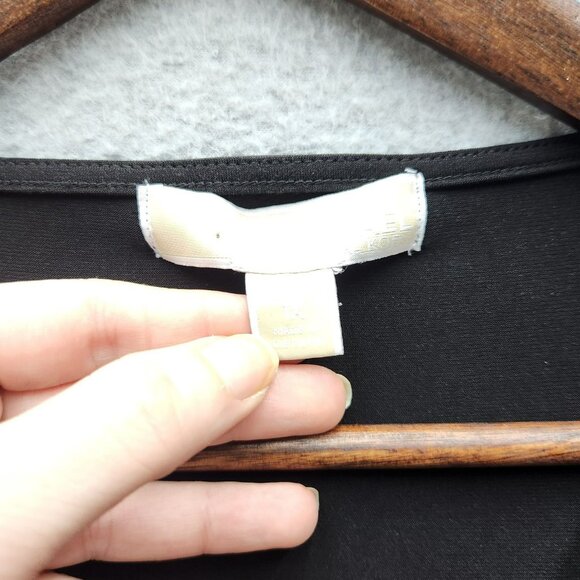 Michael Kors Black 3/4 Sleeve Top With Gold Detail & V-Neckline - Picture 3 of 6